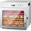 Kwasyo 8 Bandejas Deshidratador de Alimentos, Recetas Temperatura Ajustable 30-90°C, Acero Inoxidable Completo, Temporizador de 24 horas, BPA Free