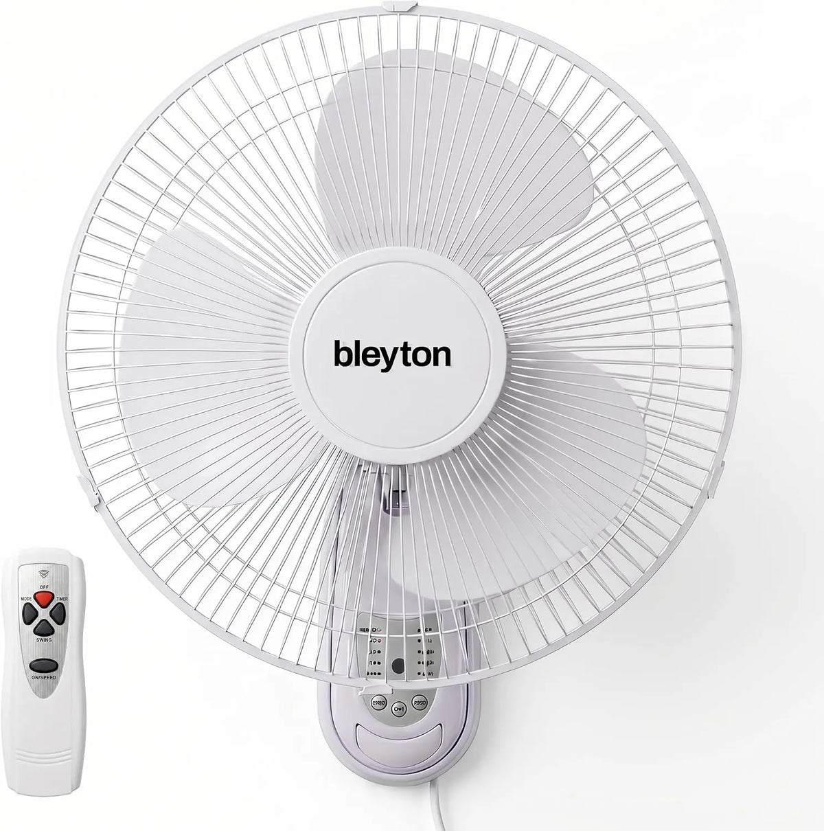 BLEYTON Ventilador de Pared Silencioso con Mando Blanco 40W SHADOW