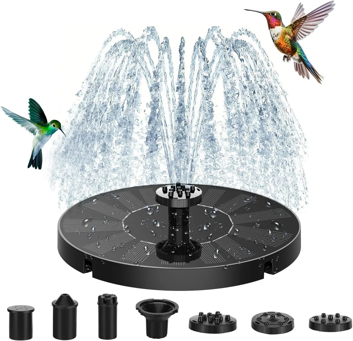 Sprifityy Fuente Solar Jardin Exterior, Bomba de Agua Solar con 7 Boquilla