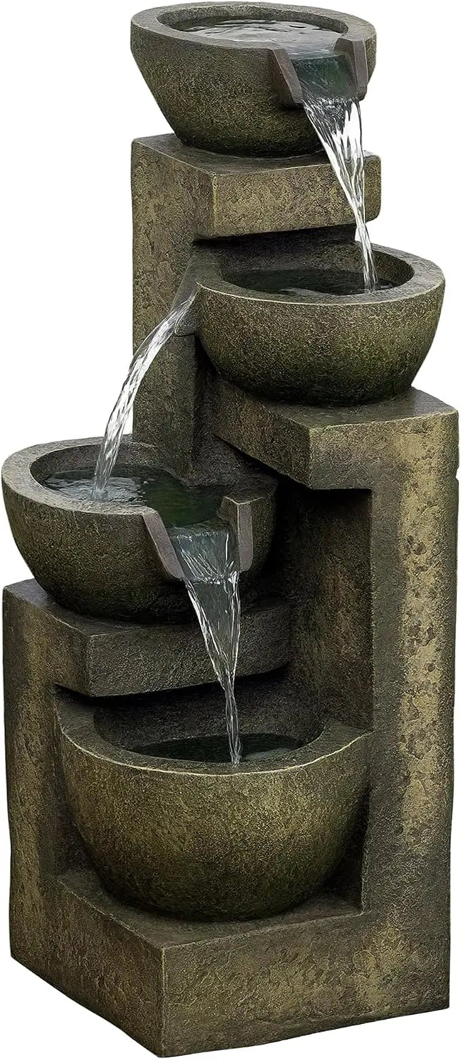 Outsunny Fuente de Jardín 5W en Cascada 4 Niveles 25x24x60 cm Multicolor
