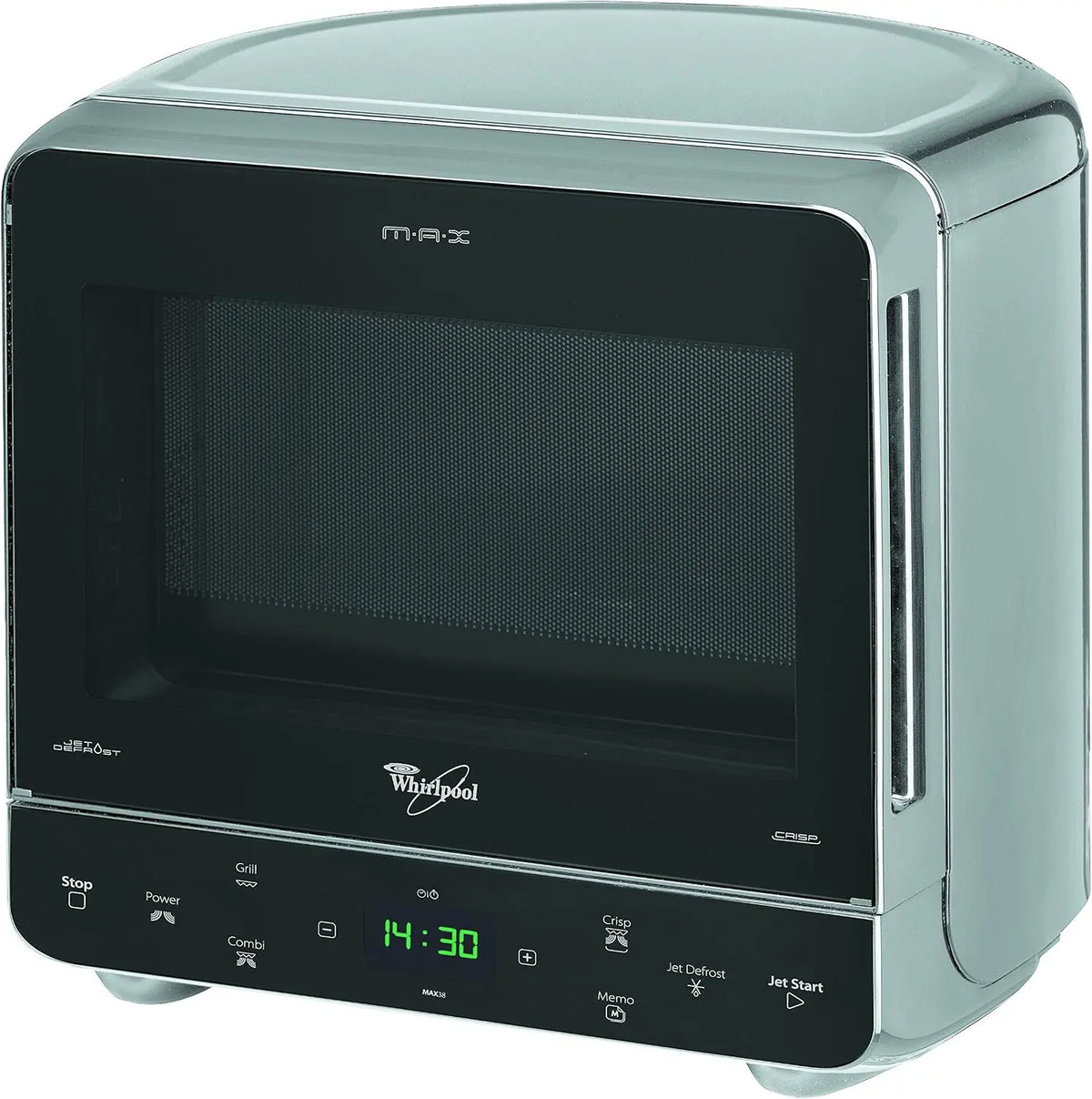 Whirlpool MAX 38 SL, Horno microondas (13 L, 700 W, función Jet Start, sistema 3D), color plateado